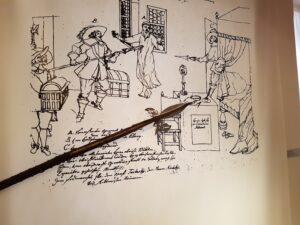 Ausgestellte historische Zeichnung