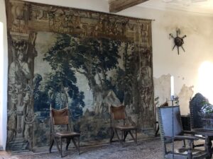 Nahaufnahme des historischen Gobelins