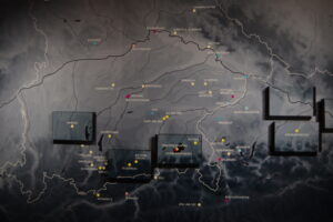 Landkarte mit historischen Wegen und Stationen